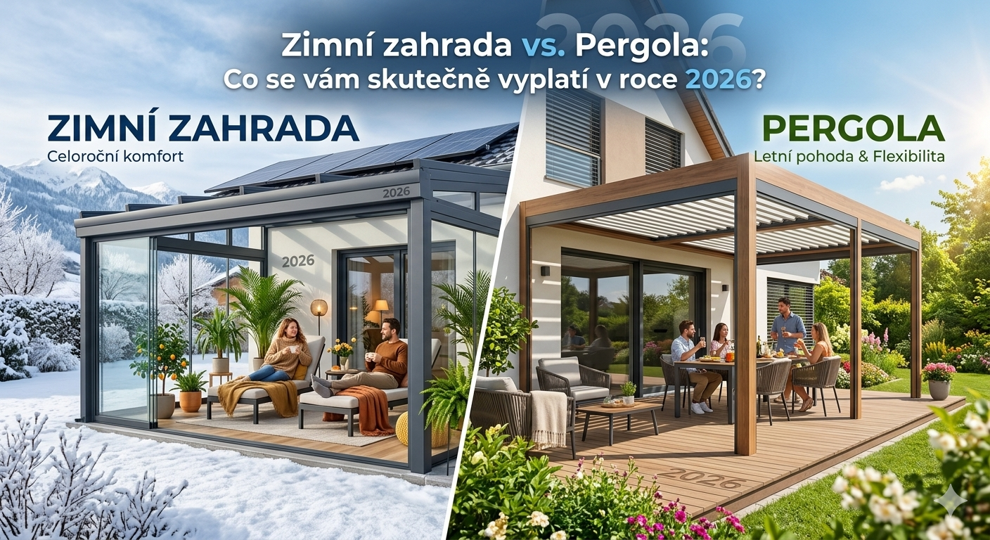 Zimní zahrada vs. Pergola: Co se vám skutečně vyplatí v roce 2026?